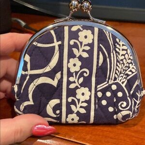 Vera Bradley Blue and White Floral Double Kiss Lock Change Purse